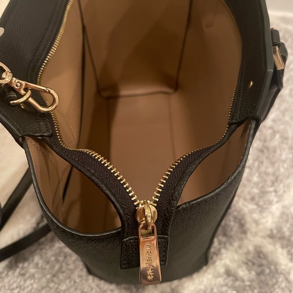 NEW Michael Kors Black Leather Tote with Two Charms Adjustable Strap - Picture 5 of 11